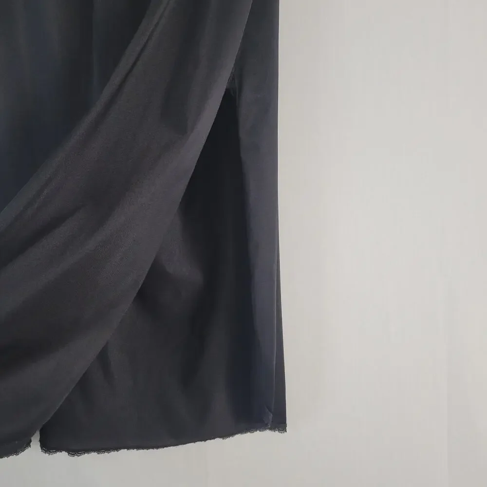 Vintage Vanity Fair Half Slip Skirt size L Black Slit 28